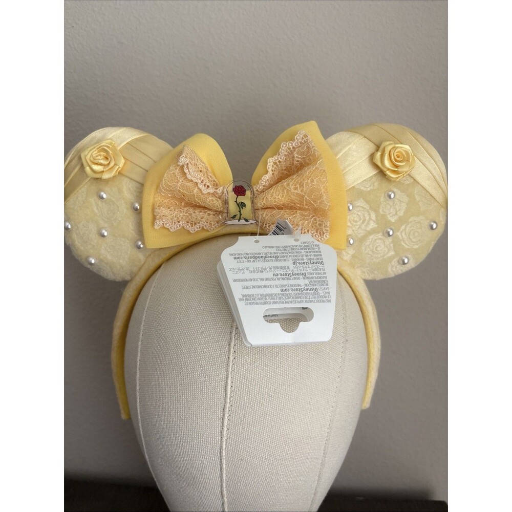Disney Parks Beauty & the Beast Belle Minnie Mouse Ears Pearl Rose Headband 2026
